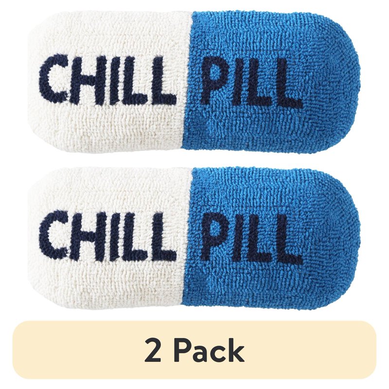 (2 Pack) Mainstays Chill Pill Shaped Decorative Pillow - 20 x 8 in, Cobalt, Variation of Chill Pill, 2