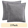 Gray Chenille Flanged Decorative Throw Pillow 22x22 - Set of 2