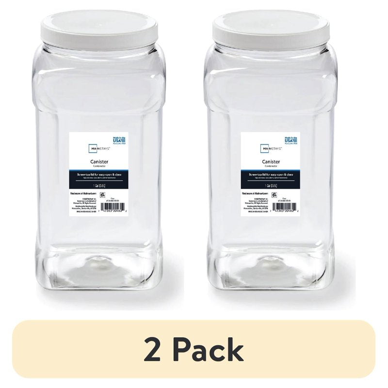 4-Quart Clear Plastic Canister with White Twist-Top Lid - 2 Pack