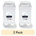 4-Quart Clear Plastic Canister with White Twist-Top Lid - 2 Pack