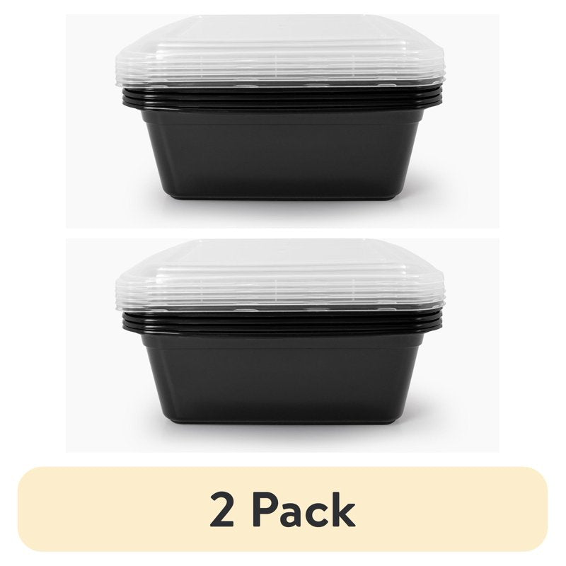 8-Cup Tall Square Meal Prep Containers - 2 Pack with Lids