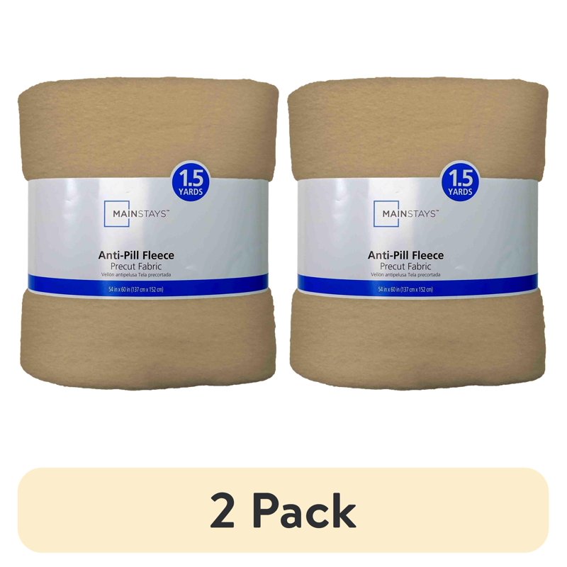 (2 Pack) Mainstays 58" x 1.5 Yards Camel Anti-Pill Fleece Fabric for Crafts