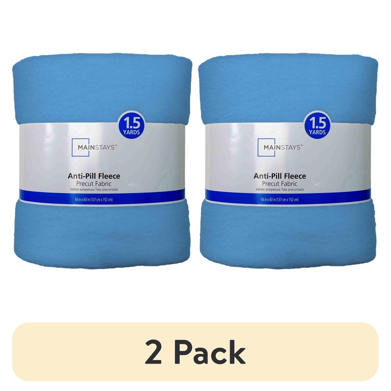 2 Pack Medium Blue Fleece Fabric 1.5 Yards Anti-Pill Plush Material for Sewing