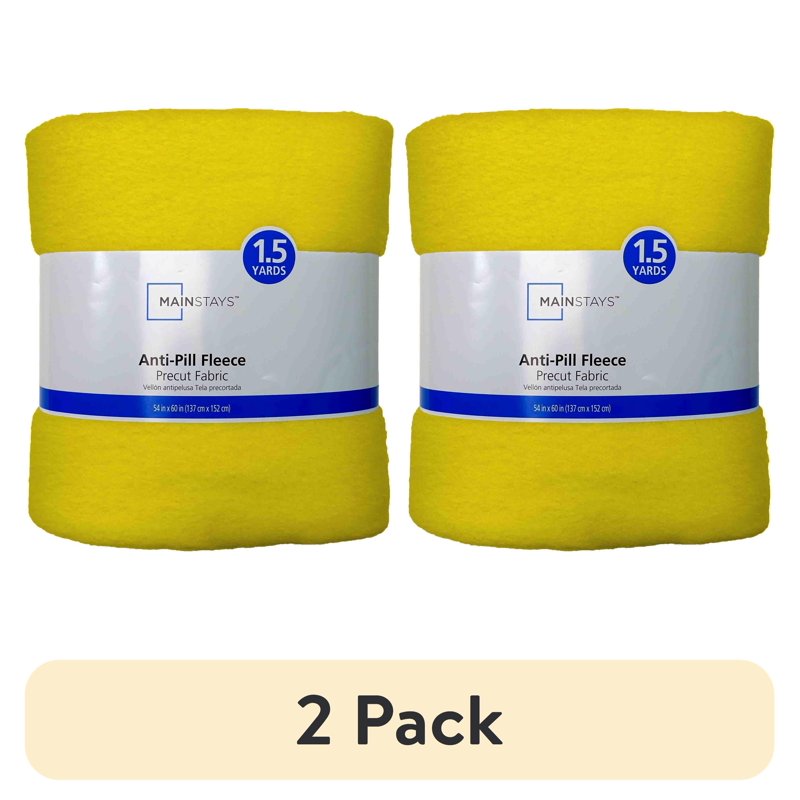 (2 Pack) Mainstays 58" x 1.5 Yards Yellow Anti-Pill Fleece Fabric for Crafts
