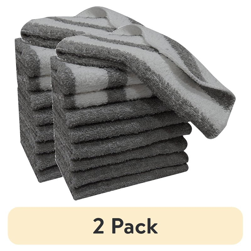 9 Pack Solid and Stripe Kitchen Dishcloth Set - Grey, 2 Pack