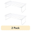 (2 Pack) Metal Wire Stacking Shelf Organizer for Kitchen & Pantry Storage - 22x10x7 White