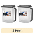 Large Plastic Food Storage Canisters with Lid and Handle - 2 Pack