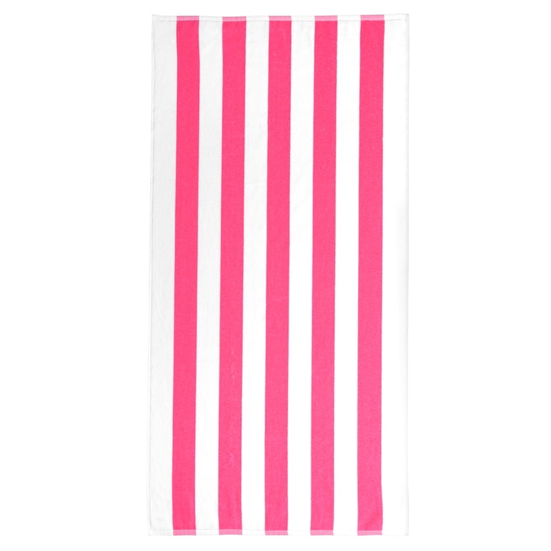 Pink 2 Pack Mainstays Cabana Stripe Cotton Blend Beach Towels - 58 x 28 Inches