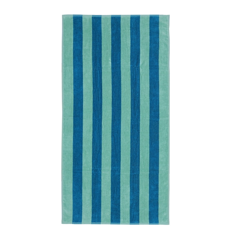 Mainstays Cabana Stripe Cotton Blend Beach Towel - Teal & Green, 58 x 28 Inches, Set of 2