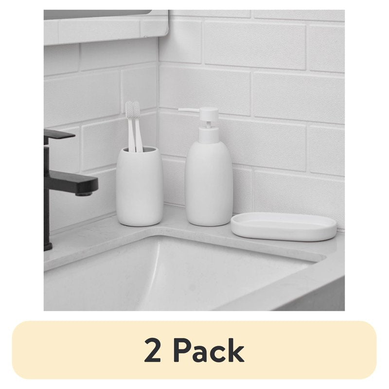 Mainstays Ceramic Stoneware Bath Accessory Set - White, 2 Pack