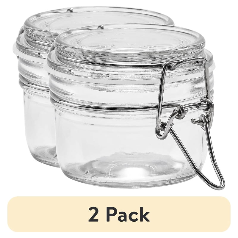 2 Pack Clear Glass Airtight Food Storage Jars with Lids - 5 oz