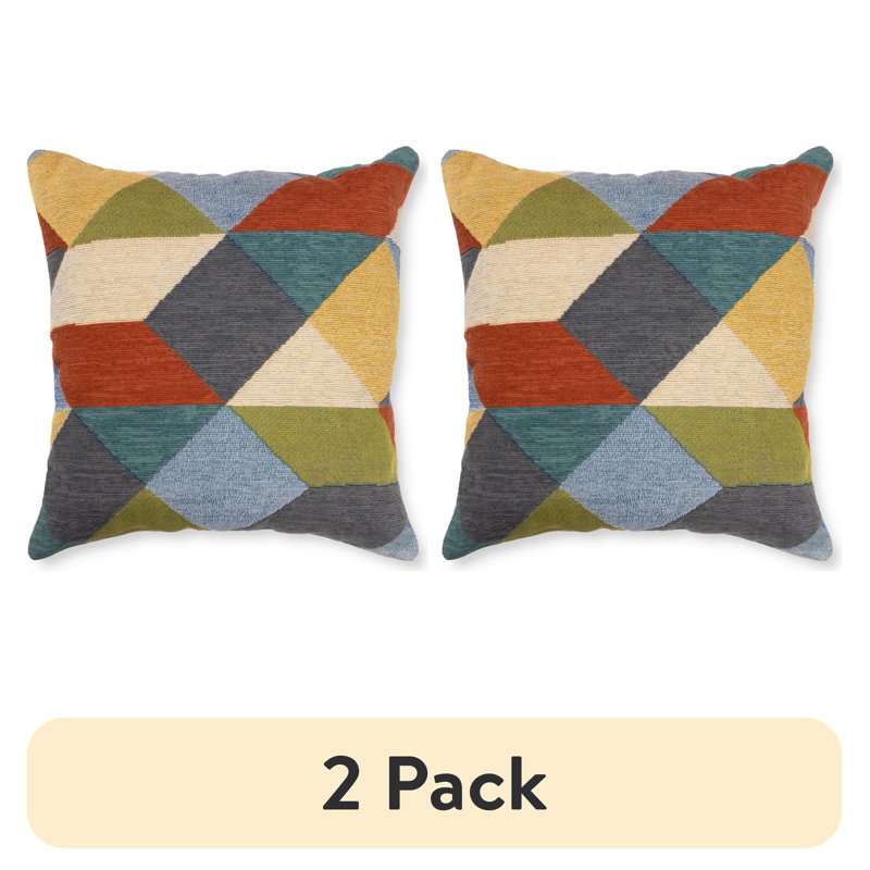 Mainstays Multicolor Geo Pattern Decorative Throw Pillow 18x18 - Set of 2