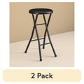 Folding Vinyl Padded Counter Stool - 2 Pack, Black