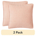2 Pack Blush Decorative Throw Pillows 18x18 in Basket Weave Chenille - Home Accent