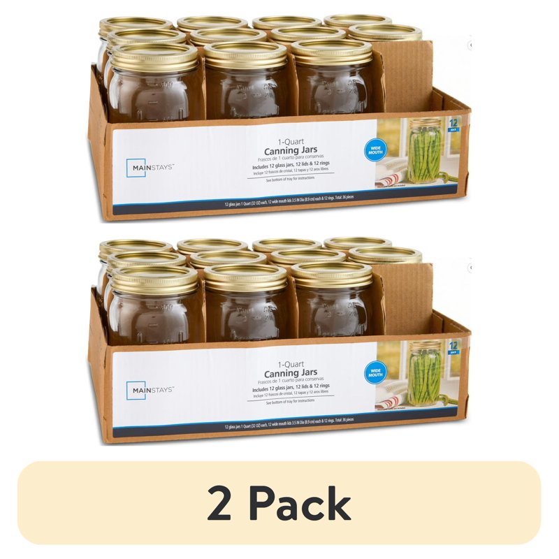 32 oz Wide Mouth Mason Jars - 2 Pack for Canning & Fermenting