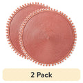 15" Canyon Red Pom Pom Place Mats - 2 Pack