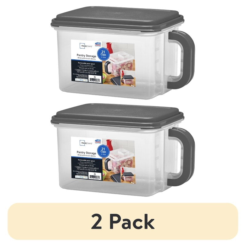 Mainstays Medium Plastic Canister with Handle - 21 Cups, 2 Pack
