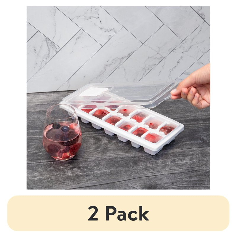 Ice Cube Tray - 2 Pack with 14 Molds and Removable Lid