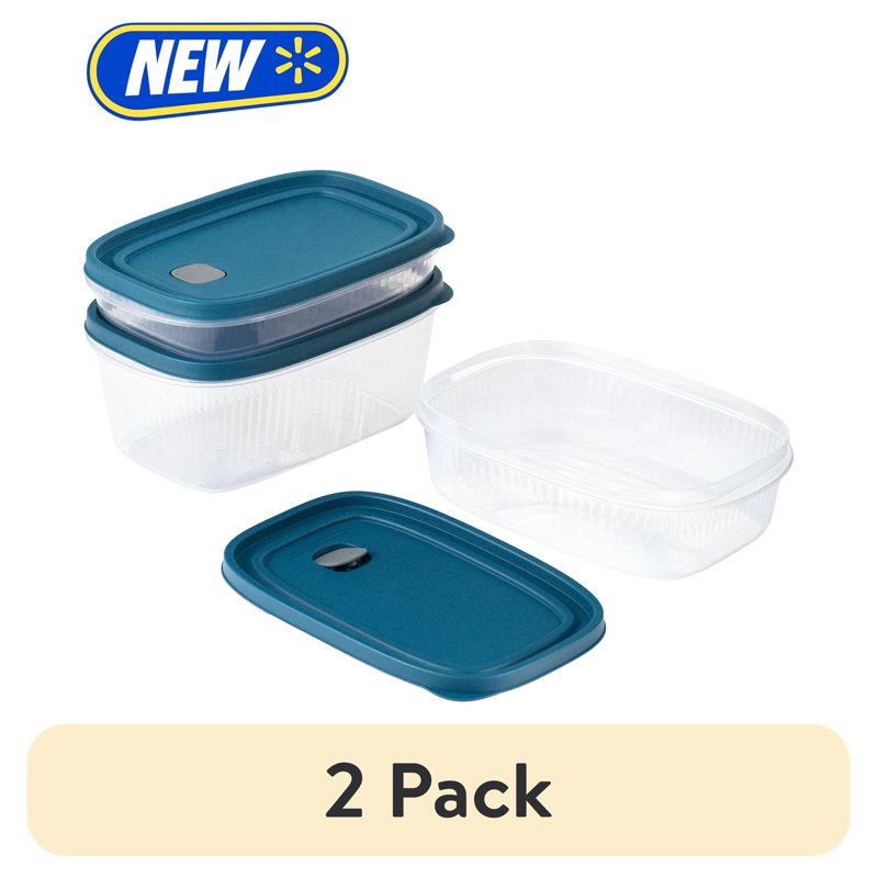 Reusable Food Storage Container Set - 6 Pieces, 2 Pack, Medium Rectangle