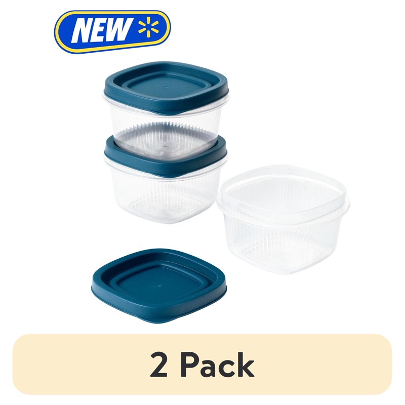 Reusable Small Square Food Storage Containers - 3-Pack, 2 Cups