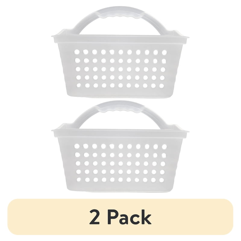 (2 Pack) Portable Shower Caddy - Frost Plastic Bathroom Organizer with Handle