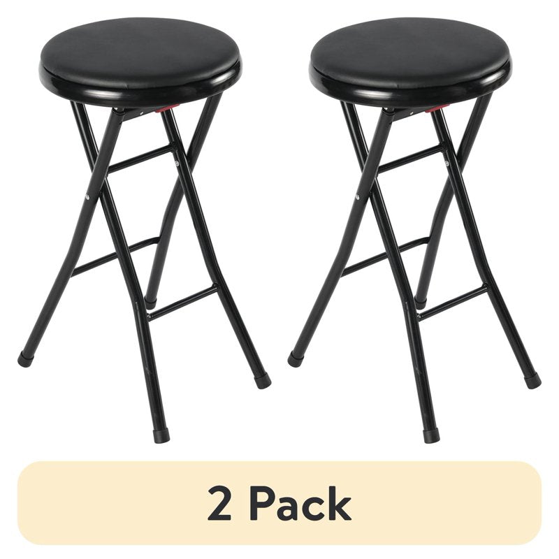 Folding Counter Stool Set - 4 Pack, Black, 2 Pieces