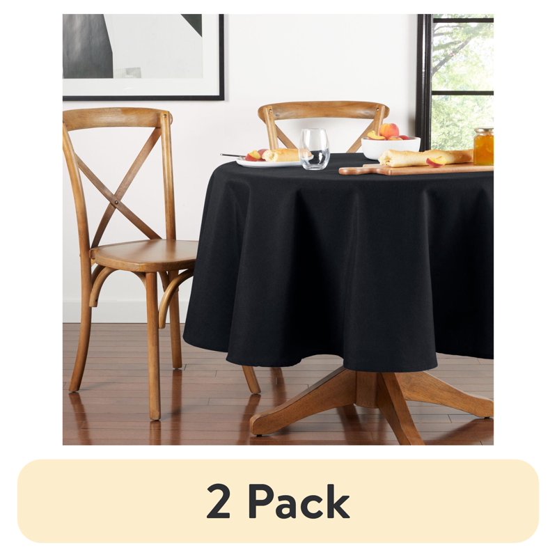 70" Round Black Fabric Tablecloth - 2 Pack