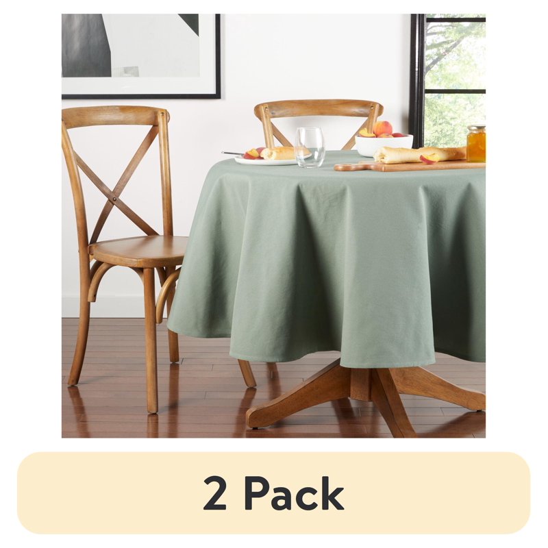 70" Round Fabric Tablecloth - Green, 2 Pack