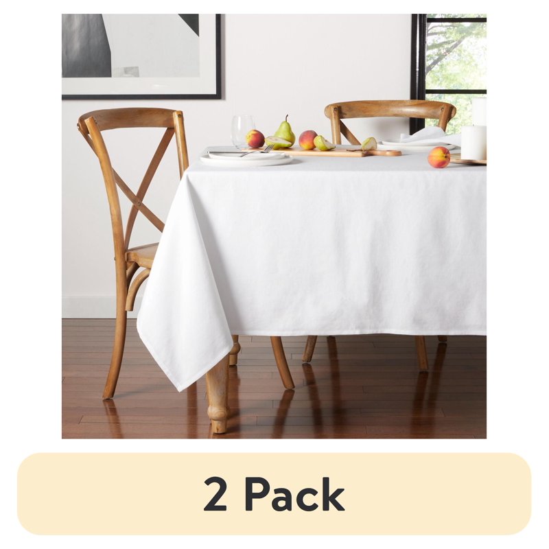 Yale Fabric Tablecloth - White, 60" x 84" - 2 Pack