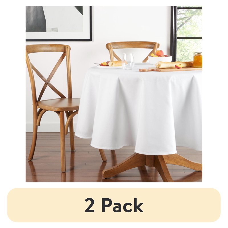 70" Round Fabric Tablecloth - White, 2 Pack