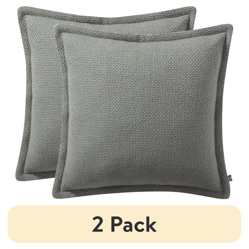 (2 Pack) Reversible Green Cotton Decorative Throw Pillow - 20x20 inches - My Texas House