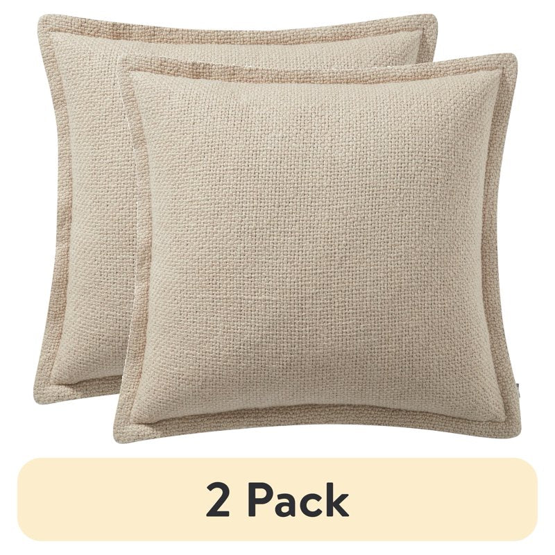 My Texas House 20x20 Reversible Cotton Decorative Pillow - Taupe, 2 Pack