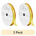 (2 Pack) Offray 0.375" Single Face Satin Light Pink Ribbon - Lemon Yellow Variation