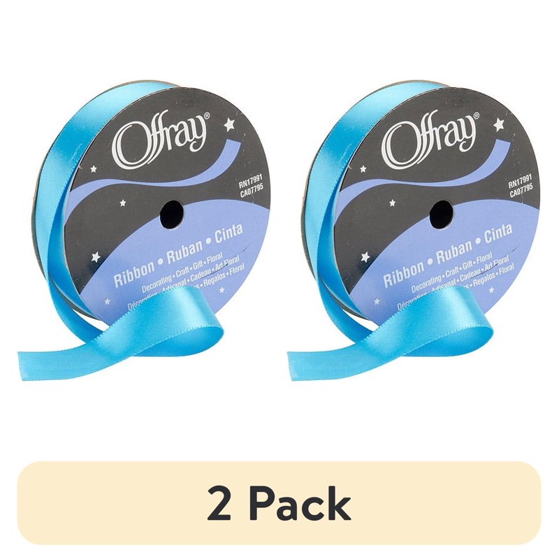 Blue Satin Ribbon 5/8" x 18' Single Face Craft Ribbon - 2 Pack