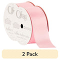 (2 Pack) Light Pink Satin Ribbon - 1.5 Inch Double Face Polyester Craft Trim