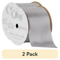 (2 Pack) Offray Opal Gray Satin Ribbon - 2 1/4 Inch Single Face Polyester, 9 Feet Each