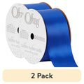 (2 Pack) Offray Royal Blue Satin Ribbon - 1.5 Inch Double Face, 12 Feet - Variation of Blue, 2 Pack