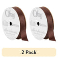 2 Pack Offray Satin Ribbon - Brown, 5/8 inch x 18 Feet, Single Face Polyester