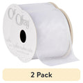 (2 Pack) Offray White 2.5 Inch Wired Edge Sheer Metallic Ribbon - 9 Feet for Weddings & Crafts