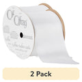 (2 Pack) White Satin Ribbon - 2 1/4 Inch Wide, 9 Feet per Spool, Offray Brand