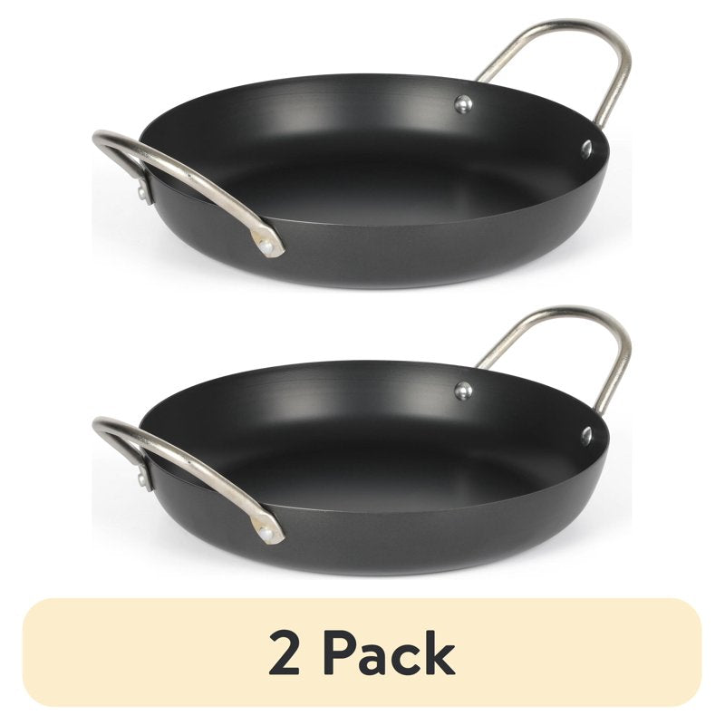 11-Inch Carbon Steel Paella Fry Pan - 2 Pack