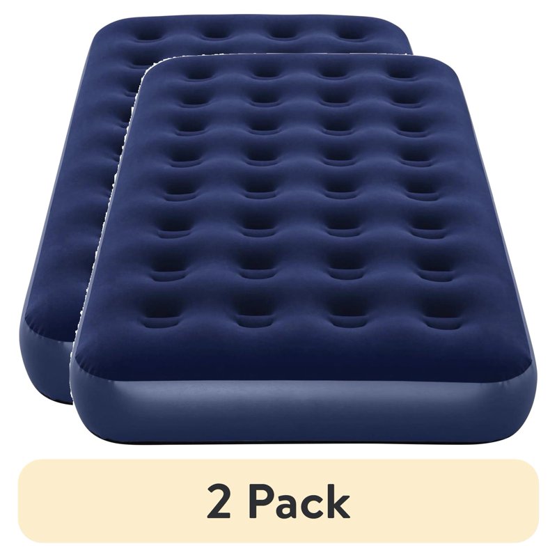 (2 Pack) Twin XL Air Mattress - 10 Inch Inflatable Bed for Camping & Guests - Support for 2 Adults - Flocked Surface, Coil Beam Design, Portable