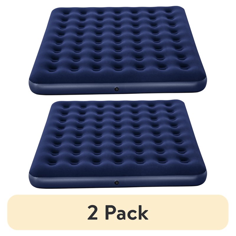(2 Pack) Ozark Trail King 10-Inch Air Mattress - No Pump, Flocked Top, Portable Camping Bed