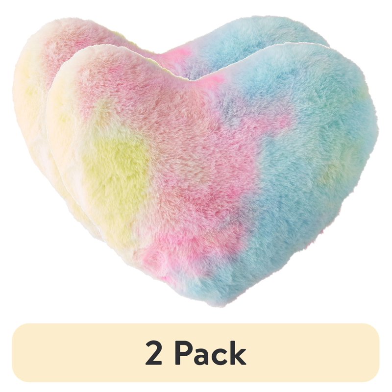 (2 Pack) Plush Tie-Dye Heart Toddler Pillow - Soft, Cozy, & Machine Washable