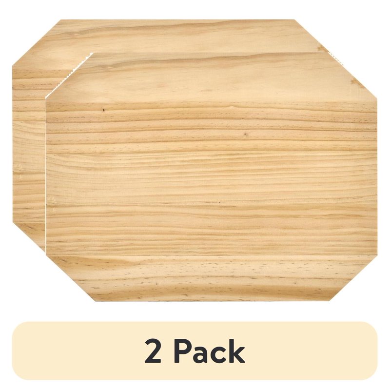 (2 Pack) Wooden Plaid Pine Rectangle Wall Decor, 12x16 Inches - Unfinished Craft Plaques