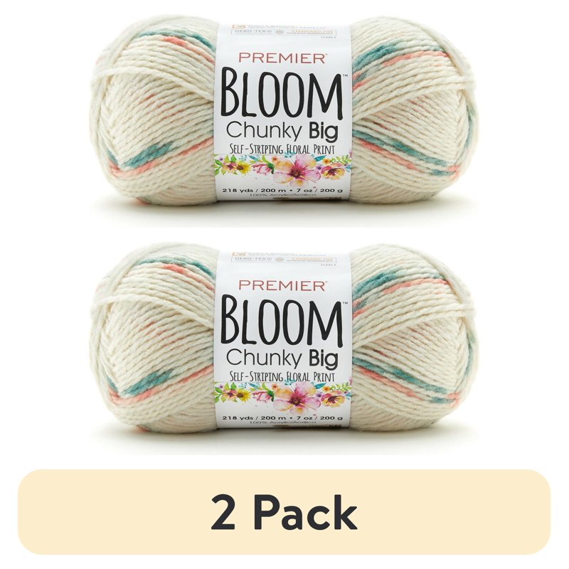 (2 Pack) Premier Yarns Bloom Chunky Big Yarn - Gerbera - Bulky Acrylic, 7oz 218yds