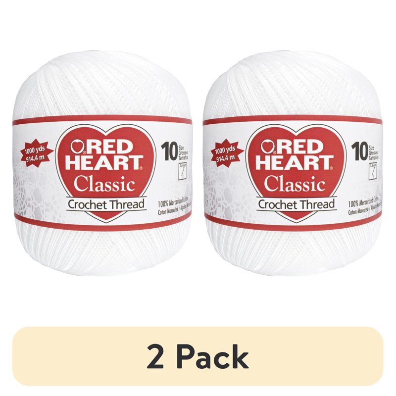 White Cotton Yarn 2 Pack - 1000 Yards Size 10 for Crochet & Home Decor