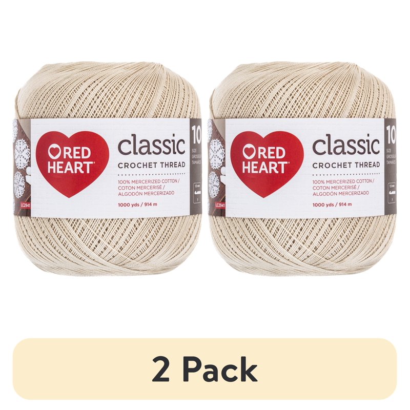 Off-White Red Heart Classic Cotton Crochet Thread 2 Pack - 1000 Yards