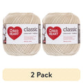 Off-White Red Heart Classic Cotton Crochet Thread 2 Pack - 1000 Yards