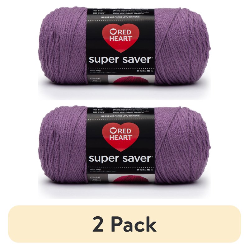 Medium Purple 2 Pack Red Heart Super Saver Worsted Acrylic Yarn - 7oz/198g 364yd